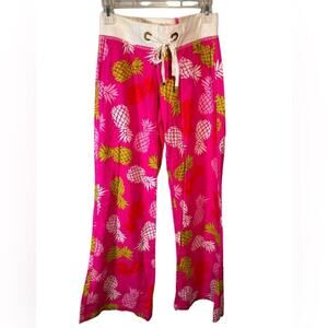 Macbeth Collection Linen Blend Pineapple Pants NWT Size Small Pink, Green, White